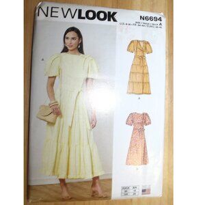 UNCUT New Look 6694 sewing pattern for WRAP DRESS sizes 6-16 from the year 2021